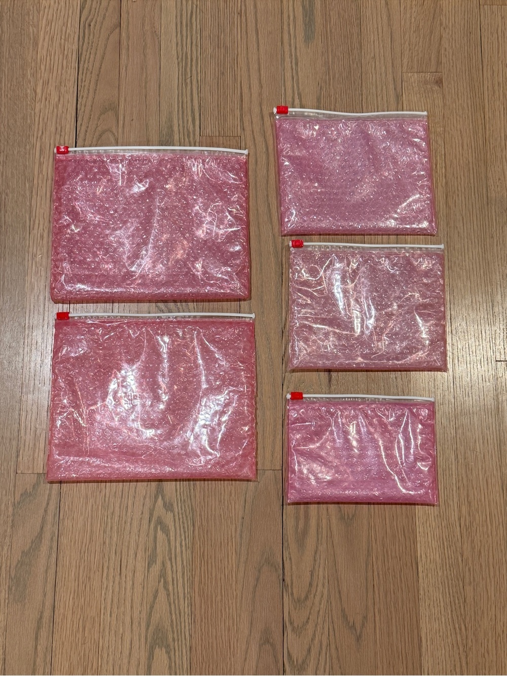 Glossier Pink Pouches, 5x - 2 Large, 2 Medium, 1 Small